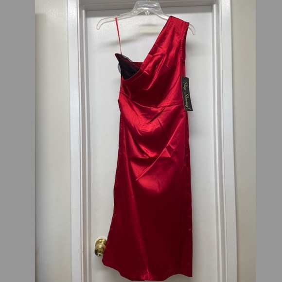 NWT Stop Staring Red Love Spell One Shoulder Retro Dress - Picture 3 of 10